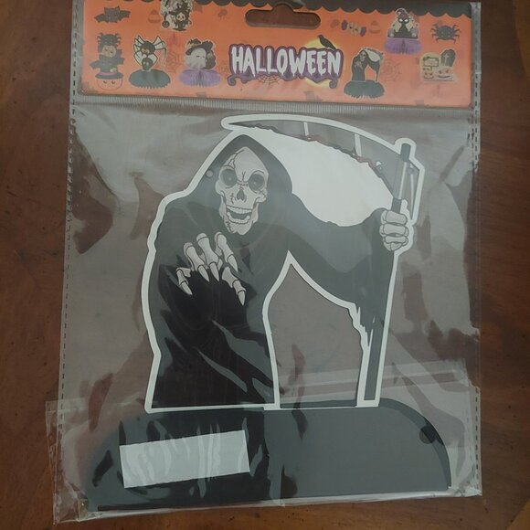 NEW Lot of 5 Mini Halloween Honeycomb Decorations Ghost Pumpkins Grim Reaper Cat - Picture 6 of 6